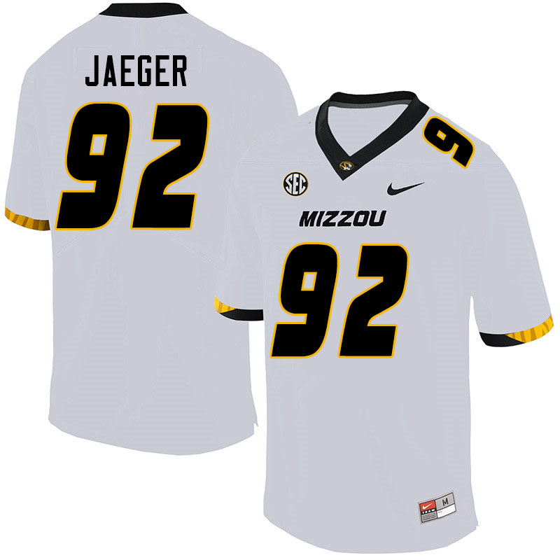 Men #92 Matthew Jaeger Missouri Tigers College Football Jerseys Sale-White - Click Image to Close